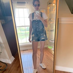 DISTRESSED DENIM OVERALLS ONE OF A KIND ☀️